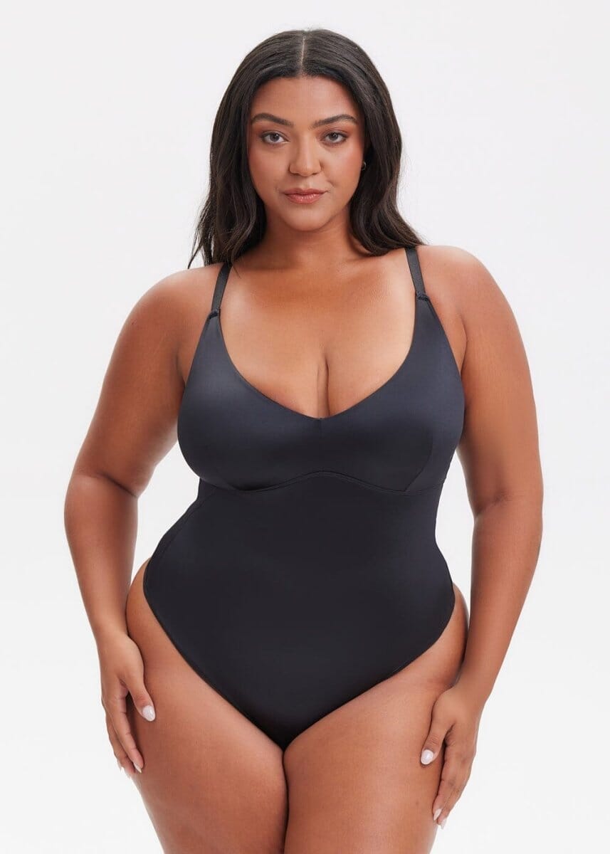 Body Modelador com Decote Fio Dental V-Shape - Alça Ajustável