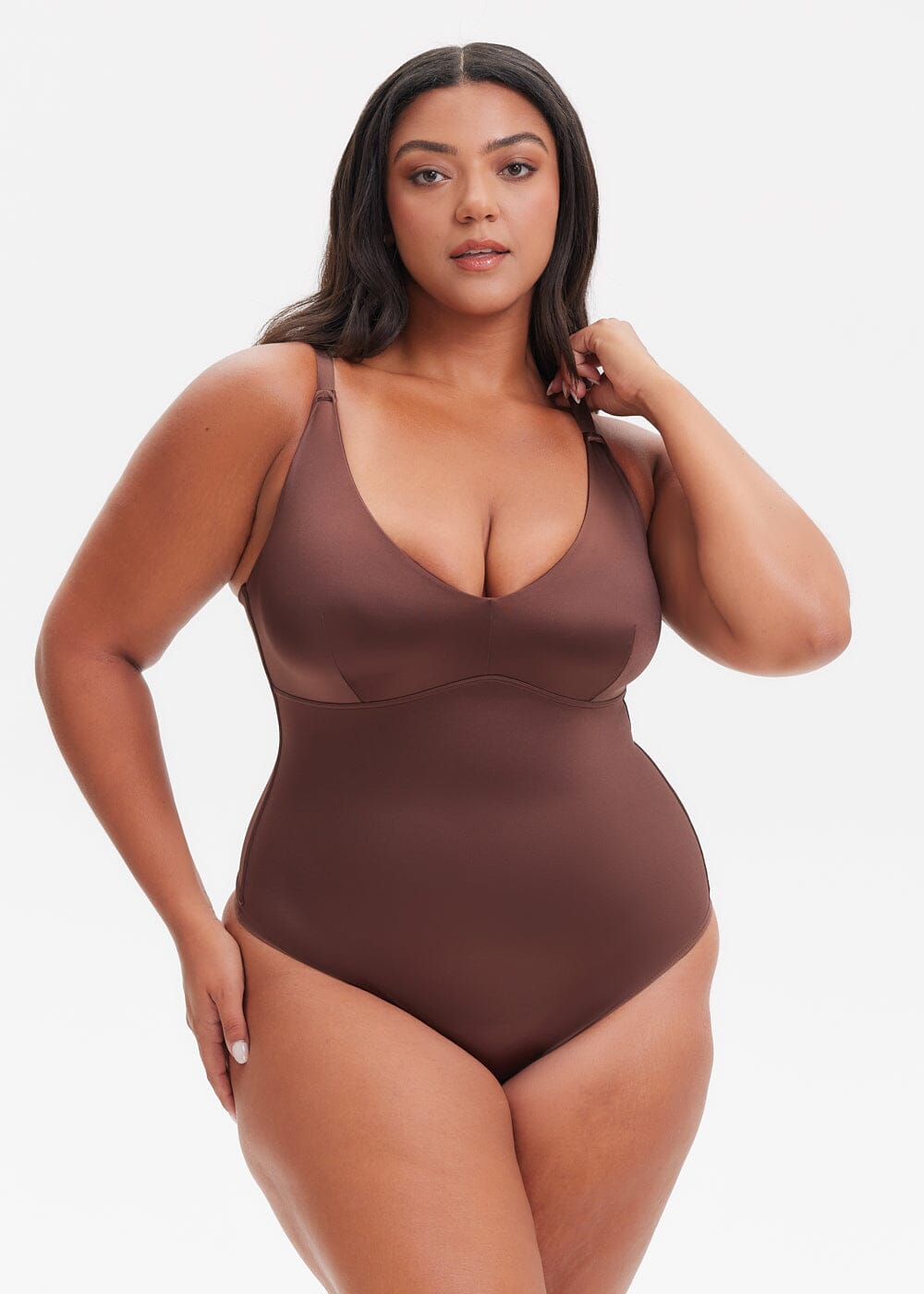 Body Modelador com Decote Fio Dental V-Shape - Alça Ajustável