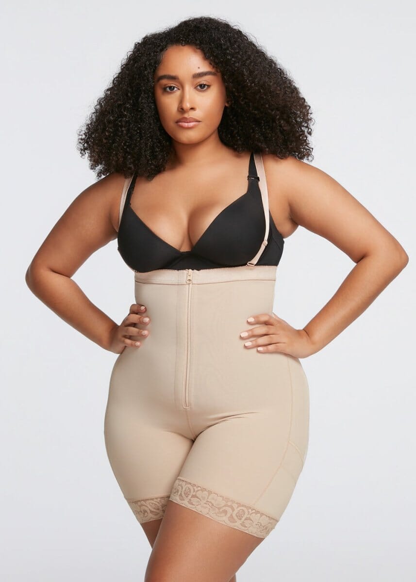 Shorts Modelador Cintura Alta com Zíper Frontal - Booty Lift