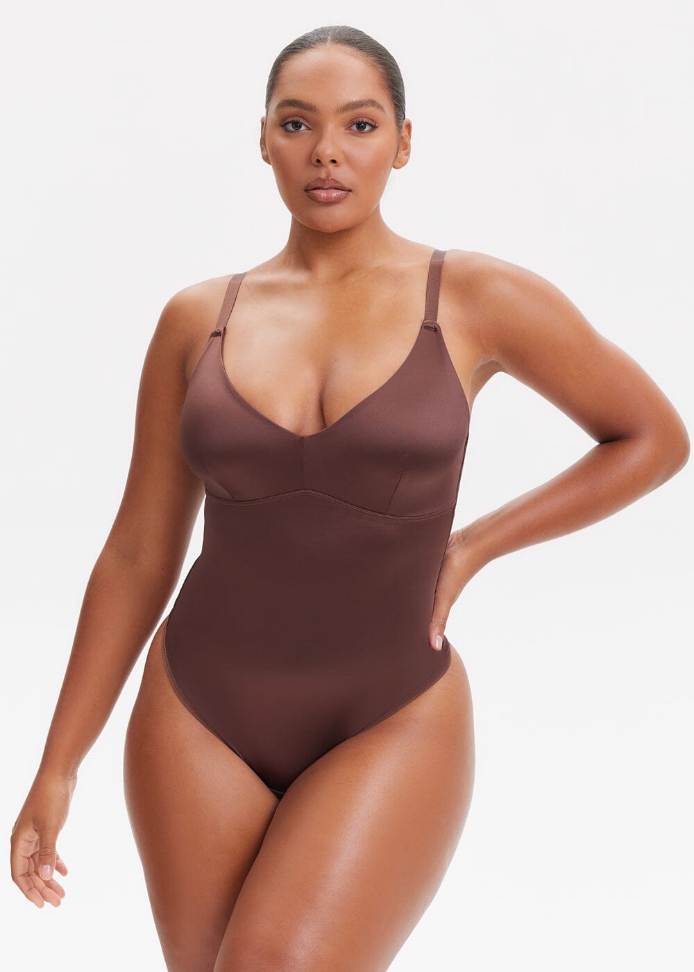 Body Modelador com Decote Fio Dental V-Shape - Alça Ajustável