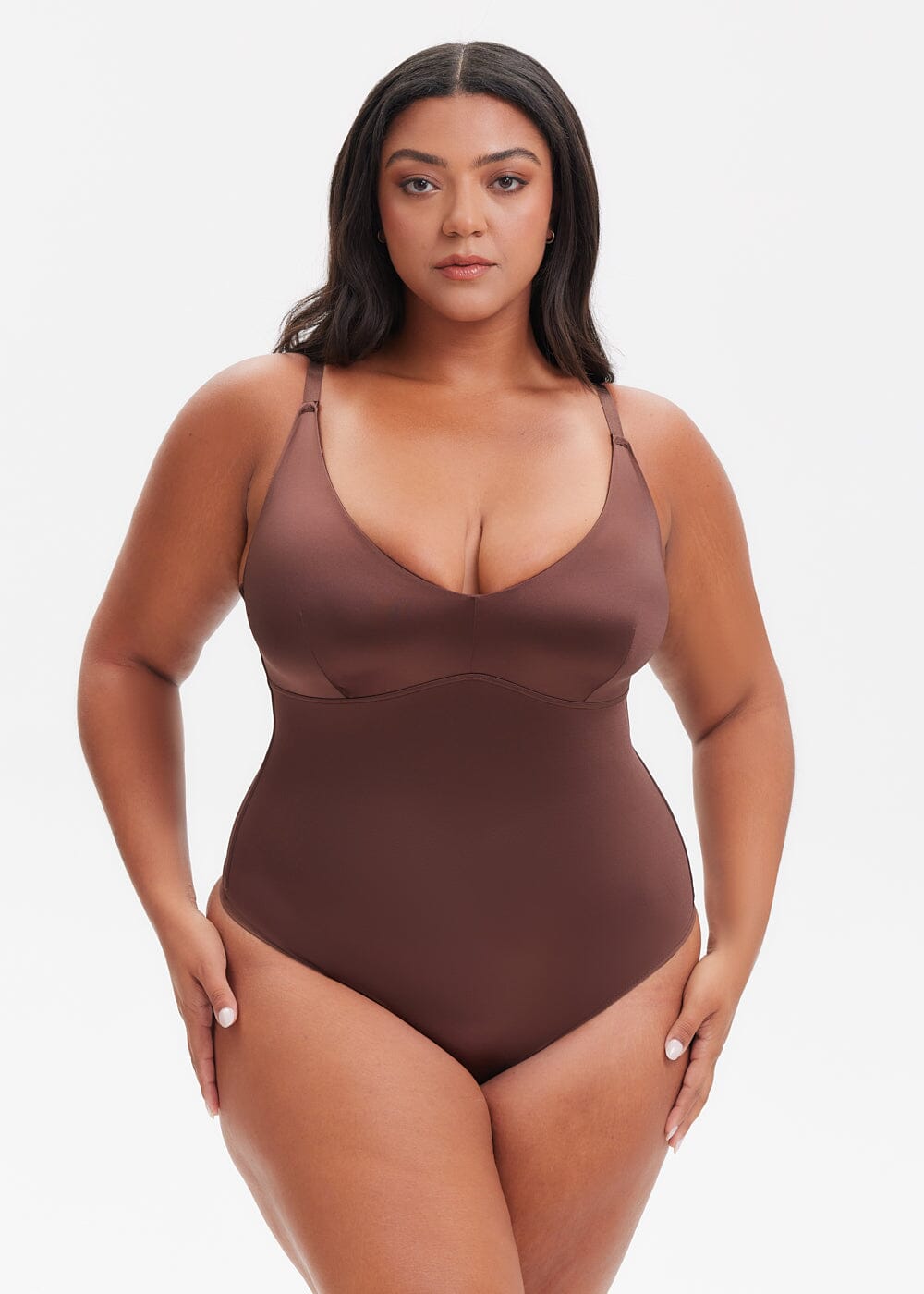 Body Modelador com Decote Fio Dental V-Shape - Alça Ajustável