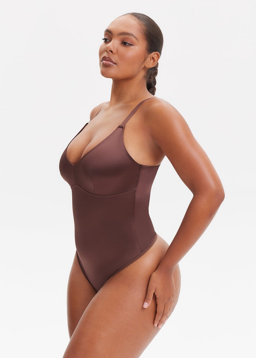 Body Modelador com Decote Fio Dental V-Shape - Alça Ajustável