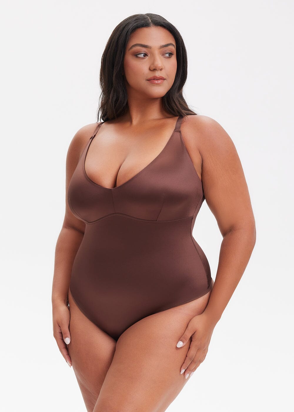 Body Modelador com Decote Fio Dental V-Shape - Alça Ajustável