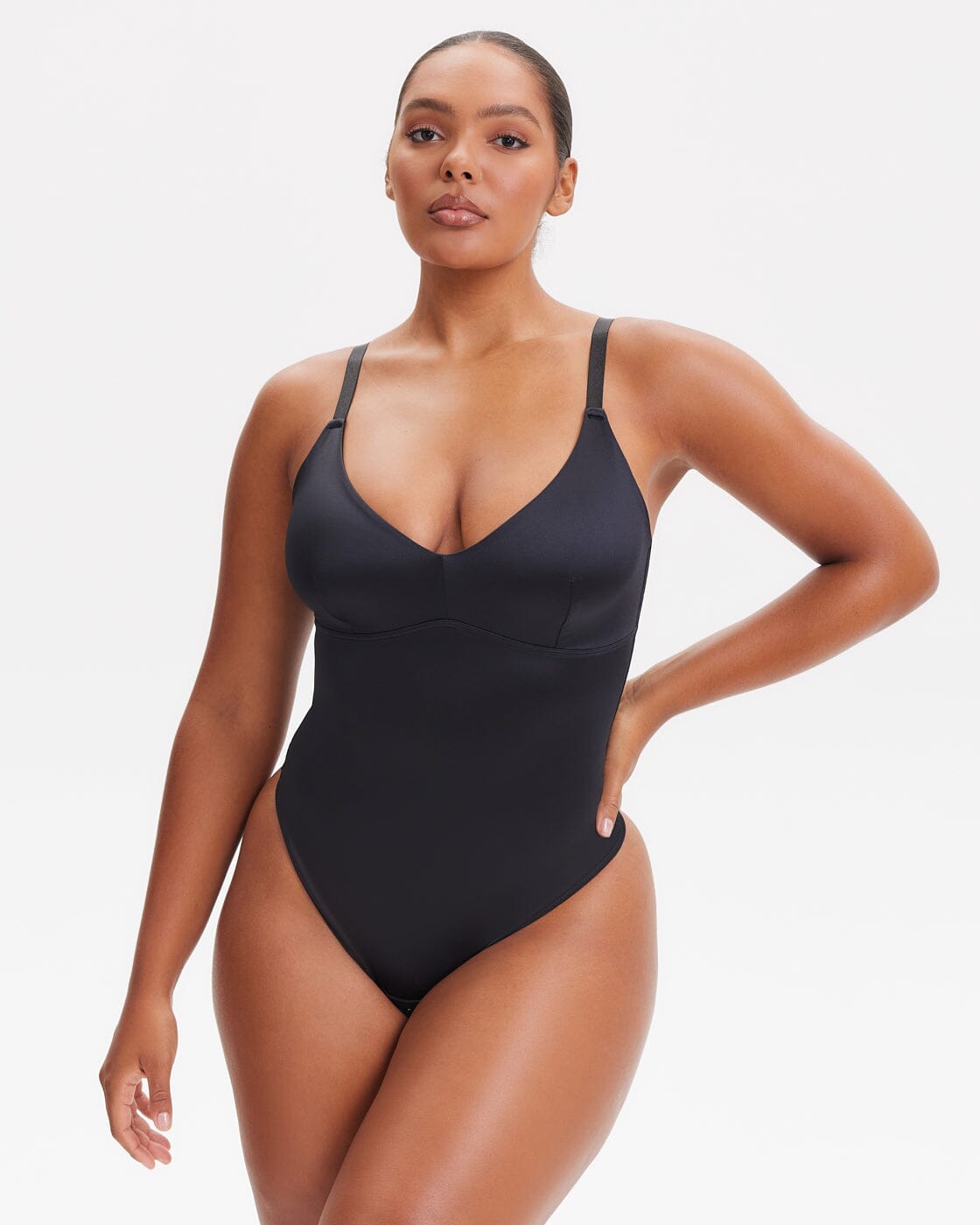 Body Modelador com Decote Fio Dental V-Shape - Alça Ajustável