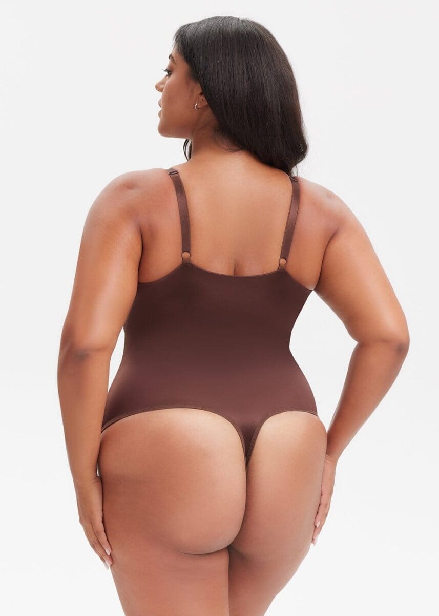 Body Modelador com Decote Fio Dental V-Shape - Alça Ajustável