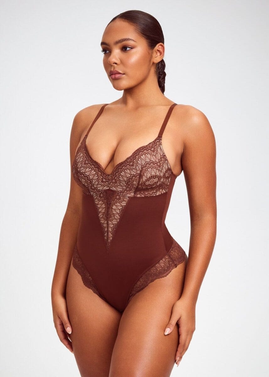 Body modelador efeito cinta, Frente