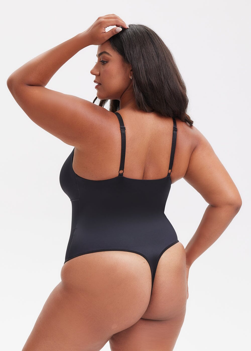 Body Modelador com Decote Fio Dental V-Shape - Alça Ajustável