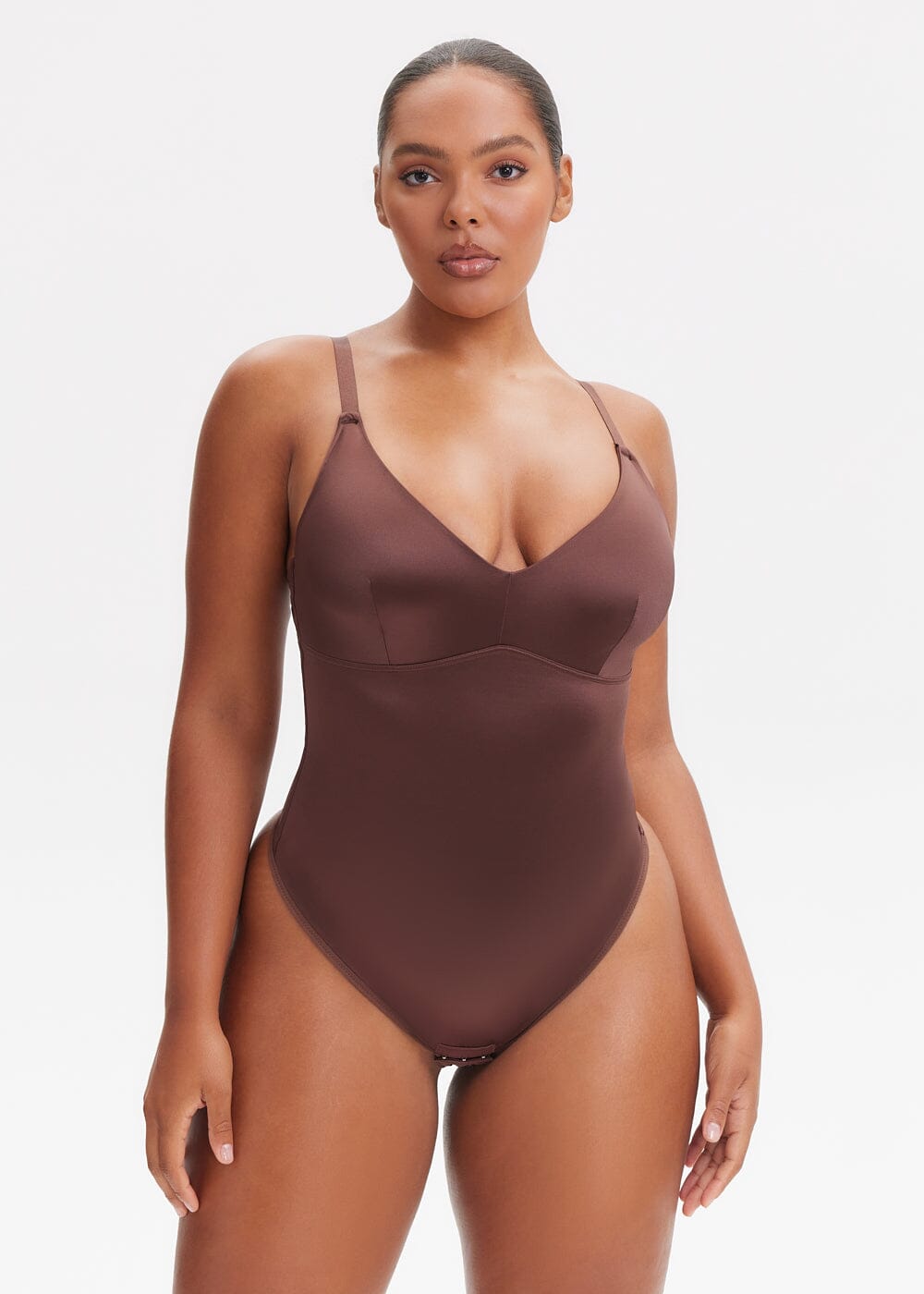 Body Modelador com Decote Fio Dental V-Shape - Alça Ajustável