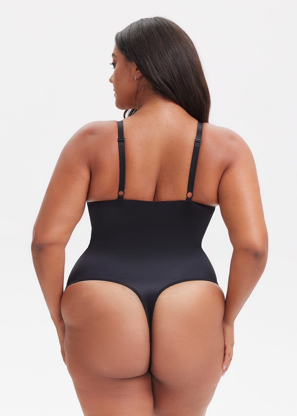 Body Modelador com Decote Fio Dental V-Shape - Alça Ajustável