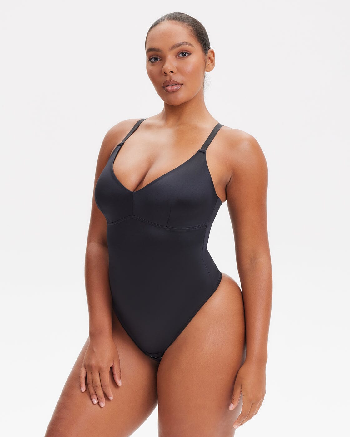 Body Modelador com Decote Fio Dental V-Shape - Alça Ajustável